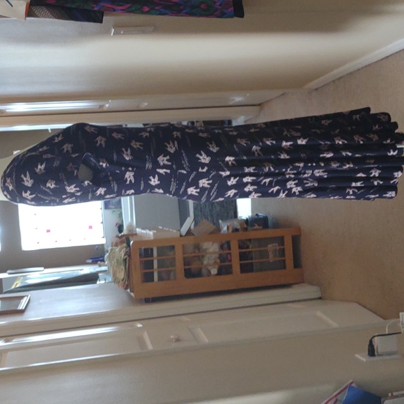 Next deep v cap sleeve navy & pink bird dress size US 6 - Picture 4 of 11